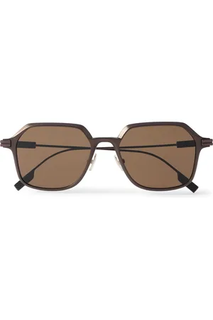 Ermenegildo Zegna D-Frame Brushed-Aluminium Polarised Sunglasses