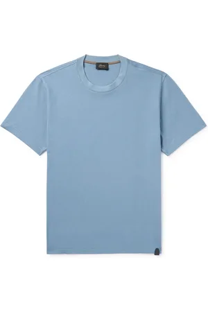 BRIONI Leather-Trimmed Cotton-Jersey T-Shirt