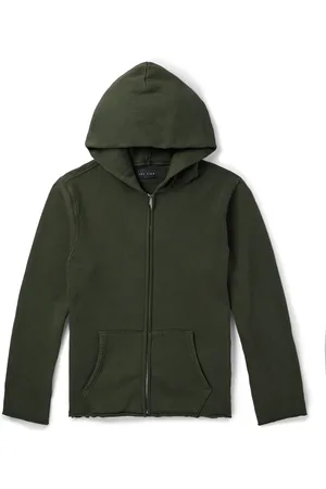 Les Tien Garment-Dyed Distressed Cotton-Jersey Zip-Up Hoodie