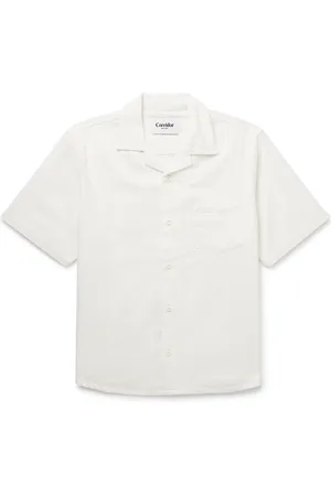 Corridor Camp-Collar Basketweave Cotton Shirt