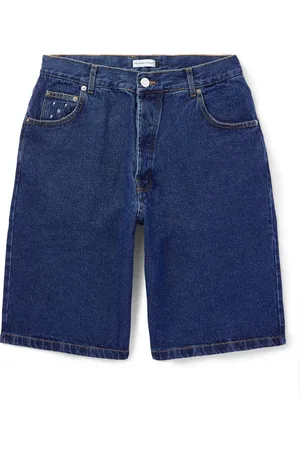 Pop Trading Company Drs Wide-Leg Logo-Embroidered Denim Shorts