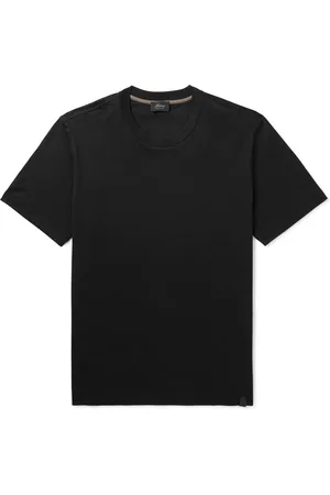 BRIONI Leather-Trimmed Cotton-Jersey T-Shirt