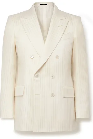 Tom Ford Dyllan Double-Breasted Metallic Striped Wool-Blend Suit Jacket