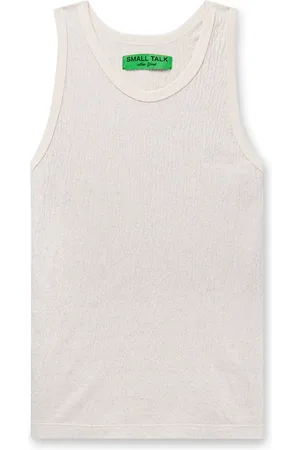 Small Talk Crinkled Slim-Fit Cotton-Jersey Tank Top