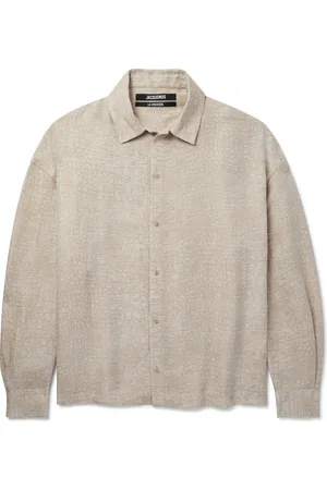 Jacquemus Croc-Effect Linen-Blend Overshirt