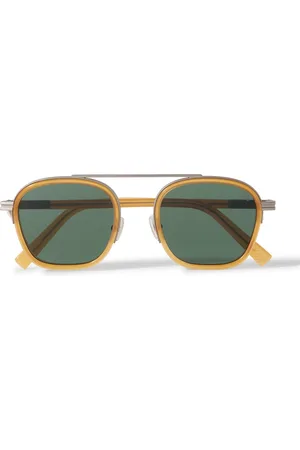 Ermenegildo Zegna Aviator-Style Silver-Tone and Acetate Sunglasses