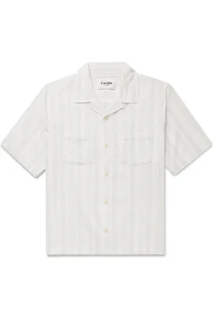 Corridor Skip Camp-Collar Striped Cotton-Gauze Shirt