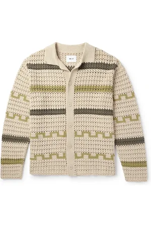 NN.07 Frank 6693 Striped Crocheted Organic Cotton Cardigan