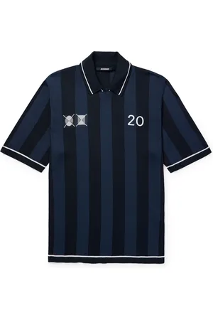 Jacquemus The Liga Embroidered Striped Jacquard-Knit Polo Shirt