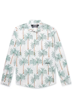 Jacquemus Simon Logo-Embroidered Printed Cotton-Poplin Shirt