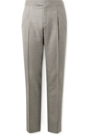 BRIONI Melbourne Straight-Leg Pleated Wool and Silk-Blend Trousers
