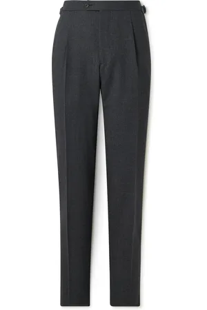 Thom Sweeney Straight-Leg Peated Wool Trousers