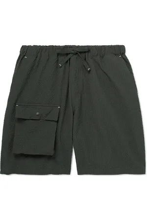 FrizmWORKS Comfortable Banding Straight-Leg Seersucker Drawstring Cargo Shorts