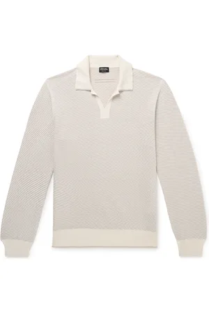 Ermenegildo Zegna Striped Silk and Cashmere-Blend Polo Shirt