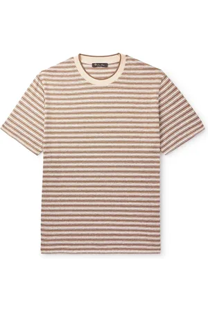 Loro Piana Elvo Striped Silk and Linen-Blend T-Shirt
