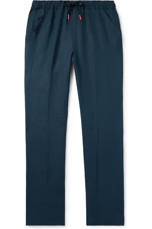Kiton Slim-Fit Straight-Leg Linen Drawstring Trousers