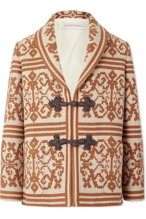 VALENTINO GARAVANI Shawl-Collar Cotton and Linen-Blend Jacquard Cardigan