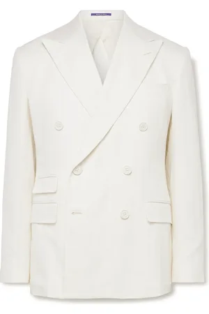 Ralph Lauren Double-Breasted Herringbone Cotton and Linen-Blend Suit Jacket