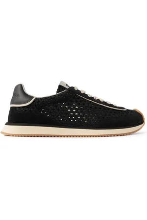 Dolce & Gabbana DG Cushion Suede and Leather-Trimmed Crocheted Sneakers