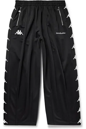 Acne Studios Kappa Wide-Leg Webbing-Trimmed Logo-Embroidered Tech-Jersey Track Pants