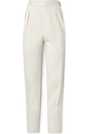Brunello Cucinelli Straight-Leg Pleated Silk-Satin Tuxedo Trousers