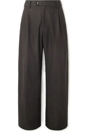 Small Talk Straight-Leg Pleated Cotton-Canvas Suit Trousers