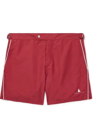 Brunello Cucinelli Straight-Leg Mid-Length Logo-Print Swim Shorts