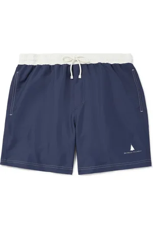 Brunello Cucinelli Straight-Leg Mid-Length Logo-Print Swim Shorts