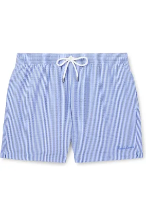 Ralph Lauren Amalfi Straight-Leg Mid-Length Striped Seersucker Swim Shorts
