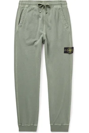 Stone Island Tapered Logo-Appliquéd Garment-Dyed Cotton-Jersey Sweatpants