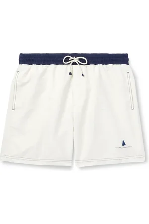 Brunello Cucinelli Straight-Leg Mid-Length Logo-Print Swim Shorts