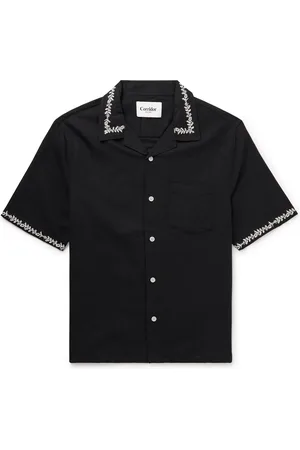 Corridor Convertible-Collar Embroidered Linen and Cotton-Blend Voile Shirt