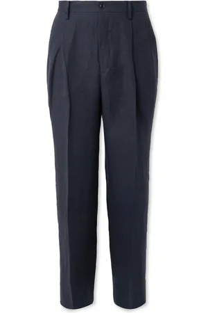 Kaptain Sunshine Shoecut Slacks Straight-Leg Pleated Linen and Silk-Blend Suit Trousers