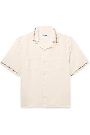 Corridor Convertible-Collar Embroidered Linen and Cotton-Blend Voile Shirt