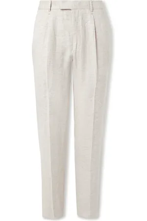 Brunello Cucinelli Slim-Fit Straight-Leg Pleated Linen Suit Trousers