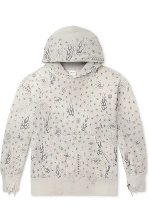 SAINT MXXXXXX Dr. Woo Distressed Printed Cotton-Jersey Sweatshirt