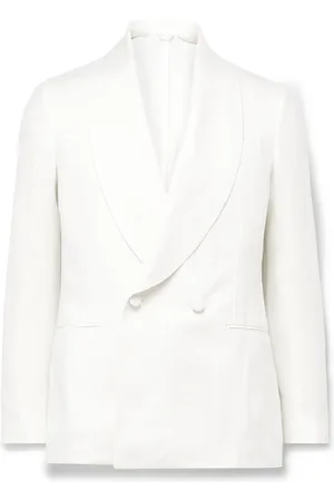 DE PETRILLO Cantone Shawl-Collar Double-Breasted Linen Tuxedo Jacket
