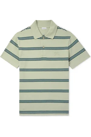 Burberry Slim-Fit Logo-Embroidered Striped Cotton-Piqué Polo Shirt