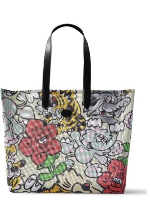 Kenzo Verdy Market Leather-Trimmed Printed Mesh Tote Bag