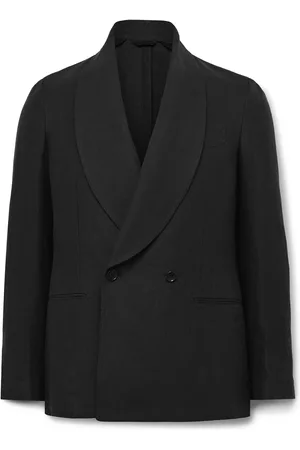 DE PETRILLO Cantone Shawl-Collar Double-Breasted Linen Tuxedo Jacket
