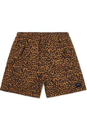 Noah NYC Straight-Leg Mid-Length Leopard-Print Swim Shorts