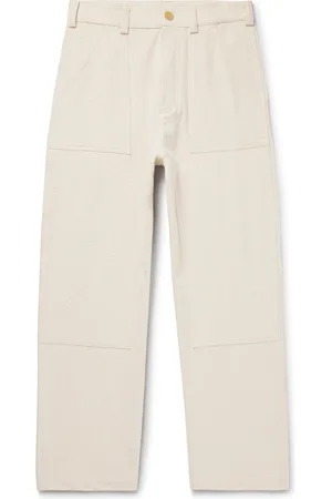 MILES LEON Garden Straight-Leg Slub Cotton-Canvas Trousers