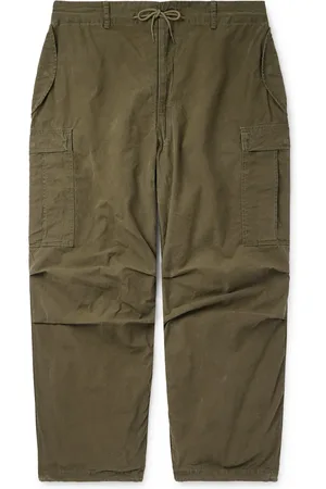 REMI RELIEF Wide-Leg Cotton-Canvas Drawstring Cargo Trousers