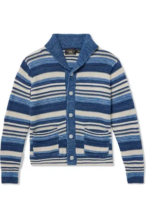 Ralph Lauren Shawl-Collar Striped Cotton and Linen-Blend Cardigan