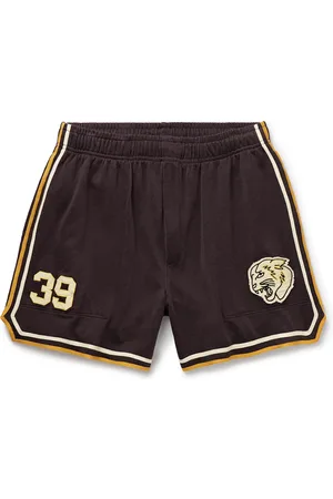 BODE Bobcat Appliquéd Striped Jersey Shorts