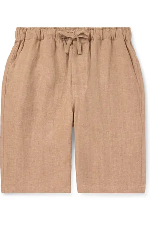 DE PETRILLO Straight-Leg Herringbone Linen Drawstring Shorts