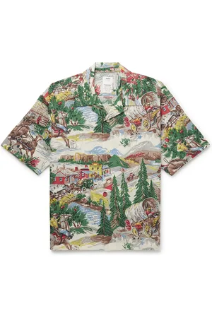 VISVIM Crosby Convertible-Collar Printed Silk Shirt