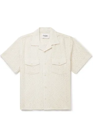 Corridor Camp-Collar Cotton and Nylon-Blend Lace Shirt