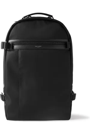 Saint Laurent City Trekking Leather-Trimmed Shell Backpack