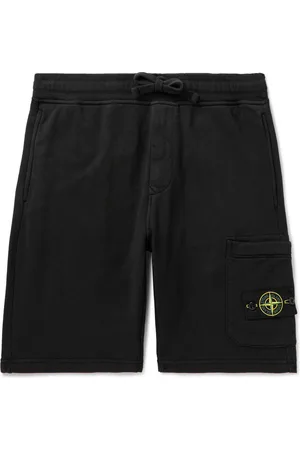 Stone Island Straight-Leg Logo-Appliquéd Garment-Dyed Cotton-Jersey Drawstring Shorts